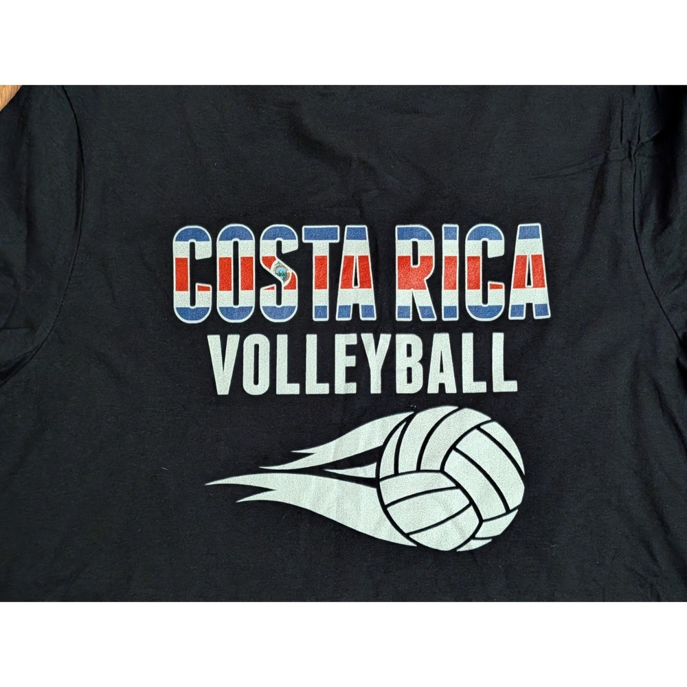 Costa Rica Volleyball Costa Rican Sport Fans Black V-Neck T-Shirt Women's Small - Picture 2 of 12